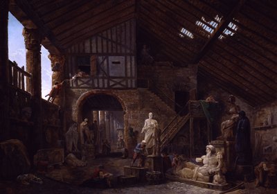 Studio of an Antiquities Restorer in Rome by Hubert Robert